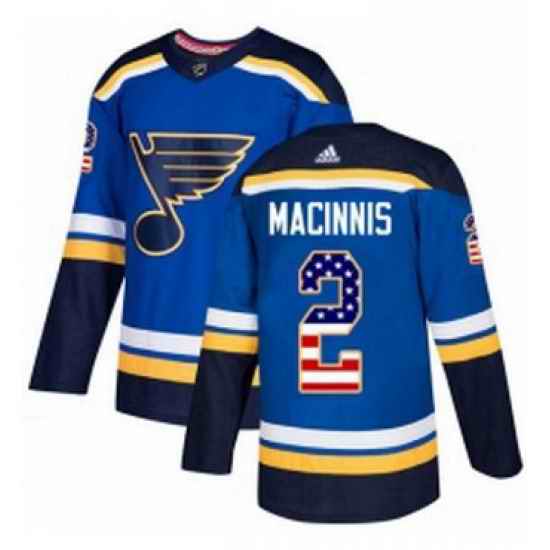 Mens Adidas St Louis Blues #2 Al Macinnis Authentic Blue USA Flag Fashion NHL Jersey