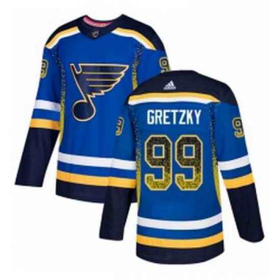 Mens Adidas St Louis Blues #99 Wayne Gretzky Authentic Blue Drift Fashion NHL Jersey