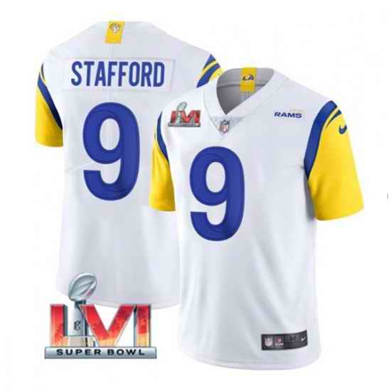 Nike Los Angeles Rams #9 Matthew Stafford White 2022 Super Bowl LVI Vapor Limited Jersey