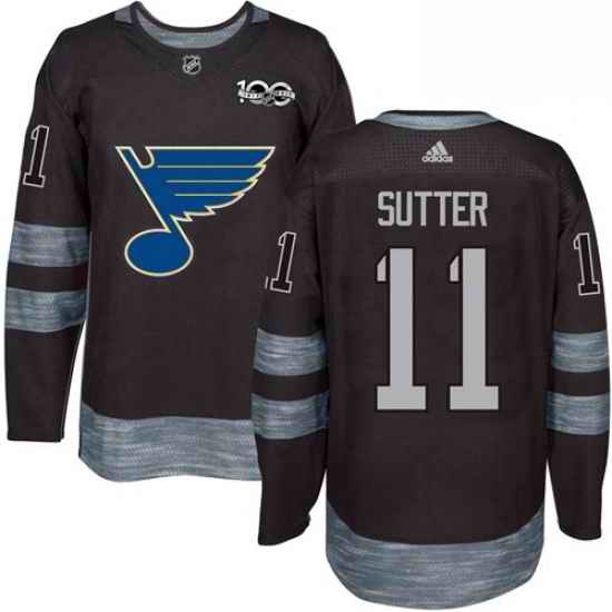 Mens Adidas St Louis Blues #11 Brian Sutter Authentic Black 1917 2017 100th Anniversary NHL Jersey