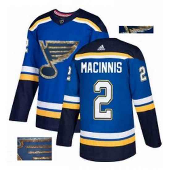 Mens Adidas St Louis Blues #2 Al Macinnis Authentic Royal Blue Fashion Gold NHL Jersey