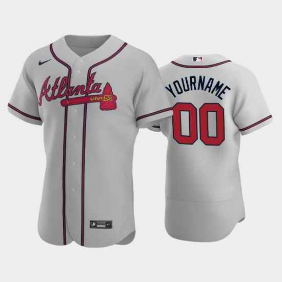 Men Women Youth Toddler Atlanta Braves Gray Custom Nike MLB Flex Base Jersey