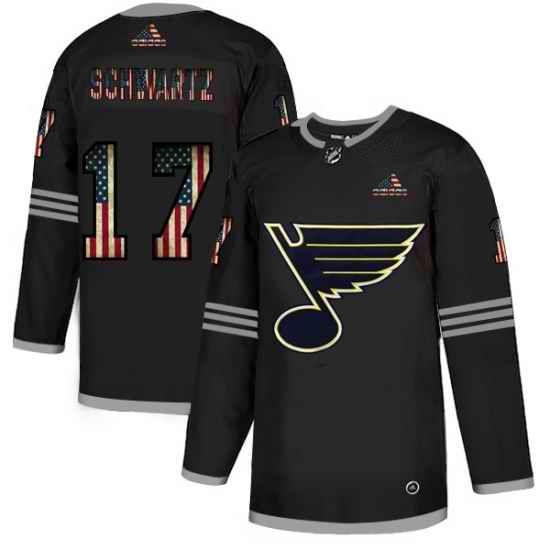 Men St.Louis Blues #17 Jaden Schwartz Black USA Flag Fashion Adidas Jersey