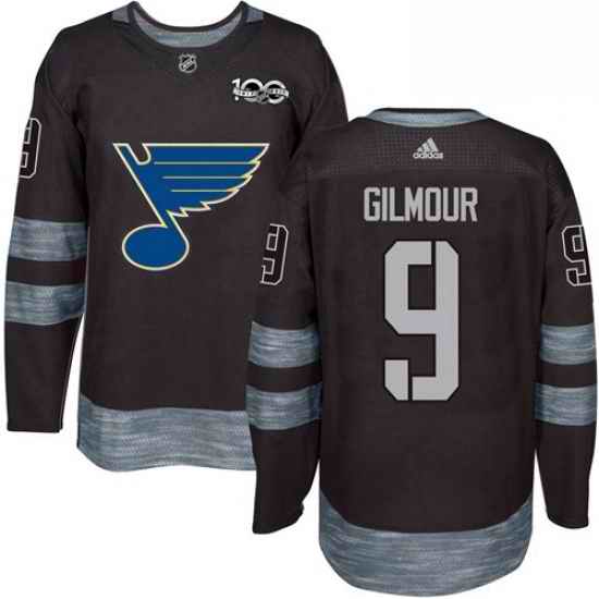 Mens Adidas St Louis Blues #9 Doug Gilmour Authentic Black 1917 2017 100th Anniversary NHL Jersey