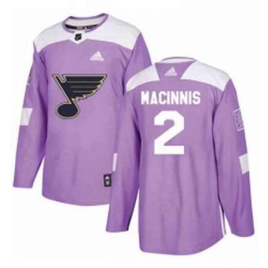 Mens Adidas St Louis Blues #2 Al Macinnis Authentic Purple Fights Cancer Practice NHL Jersey