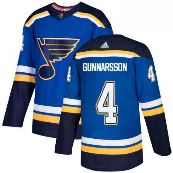 Mens Adidas St Louis Blues #4 Carl Gunnarsson Authentic Royal Blue Home NHL Jersey