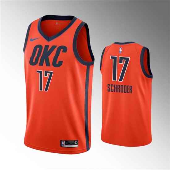 Men Oklahoma City Thunder #17 Dennis Schroder Orange Stitched Basketball Jersey