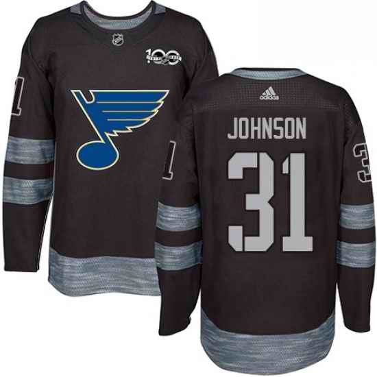 Mens Adidas St Louis Blues #31 Chad Johnson Authentic Black 1917 2017 100th Anniversary NHL Jersey