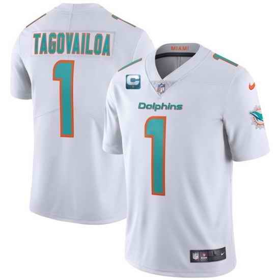 Men Miami Dolphins 2022 #1 Tua Tagovailoa White With 1-star C Patch Vapor Limited Stitched NFL Jersey