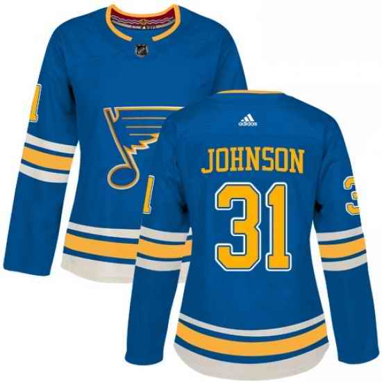 Womens Adidas St Louis Blues #31 Chad Johnson Authentic Navy Blue Alternate NHL Jersey
