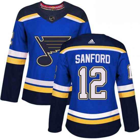 Womens Adidas St Louis Blues #12 Zach Sanford Premier Royal Blue Home NHL Jersey