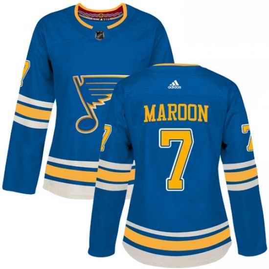 Womens Adidas St Louis Blues #7 Patrick Maroon Authentic Navy Blue Alternate NHL Jersey
