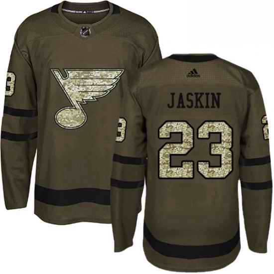 Mens Adidas St Louis Blues #23 Dmitrij Jaskin Authentic Green Salute to Service NHL Jersey