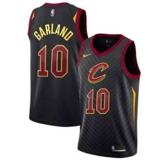 Mens Cleveland Cavaliers #10 Darius Garland Authentic Black Basketball Jersey Statement Edition