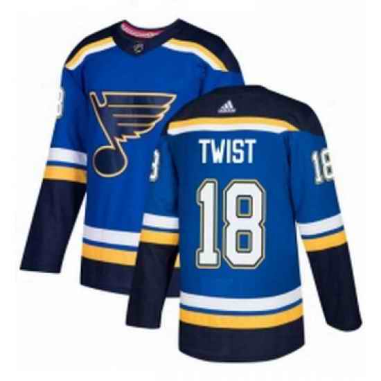 Mens Adidas St Louis Blues #18 Tony Twist Authentic Royal Blue Home NHL Jersey