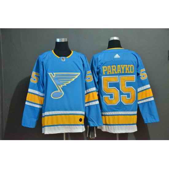 Men St.Louis Blues #55 Colton Parayko Light Blue Adidas Jersey