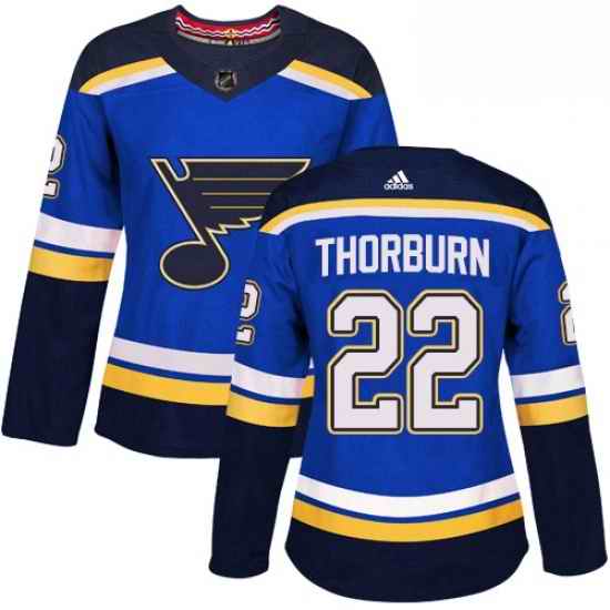 Womens Adidas St Louis Blues #22 Chris Thorburn Authentic Royal Blue Home NHL Jersey