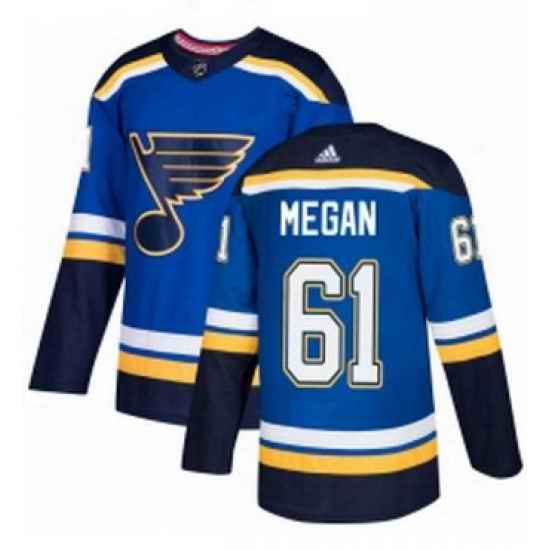 Mens Adidas St Louis Blues #61 Wade Megan Authentic Royal Blue Home NHL Jersey