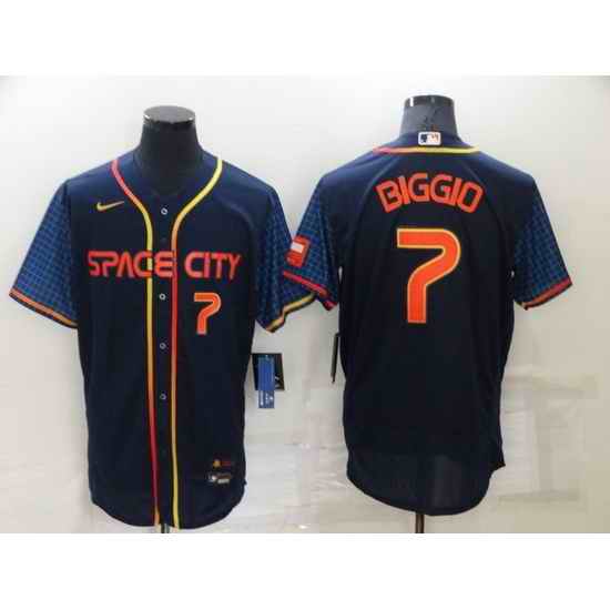 Men Houston Astros #7 Craig Biggio 2022 Navy City Connect Flex Base Stitched Baseball Jerse