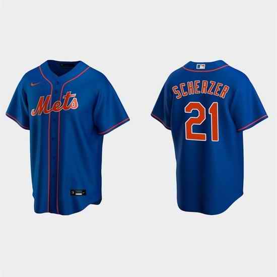 Men New York Mets #21 Max Scherzer Royal Cool Base Stitched Baseball jersey