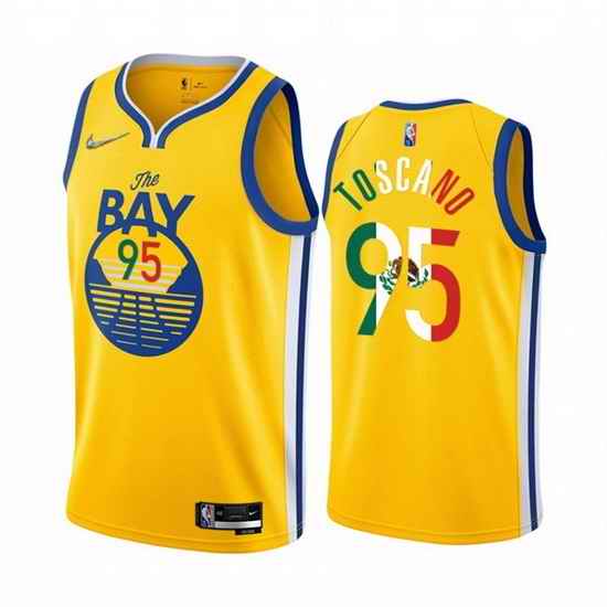 Men Golden State Warriors #95 Juan Toscano Anderson 2022 Gold Special Mexico Statement Edition Stitched Jersey