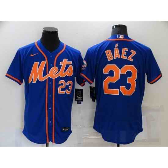 Men's Nike New York Mets #23 Javier B??ez Blue Elite Authentic Baseball Jersey