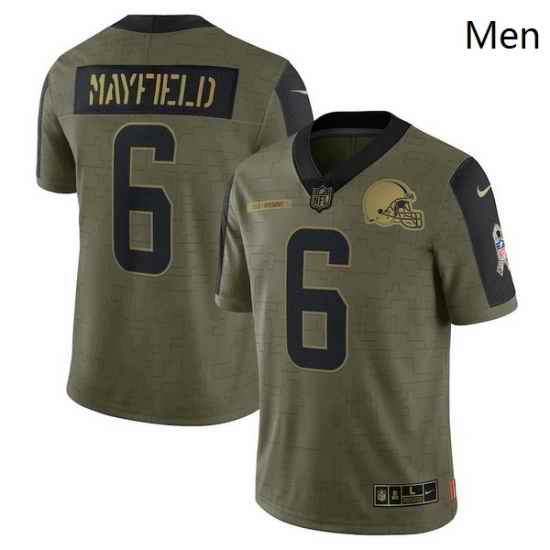 Men's Cleveland Browns Baker Mayfield Nike Olive 2021 Salute To Service Limited Player Jersey