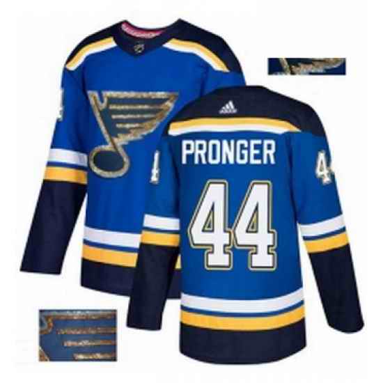 Mens Adidas St Louis Blues #44 Chris Pronger Authentic Royal Blue Fashion Gold NHL Jersey