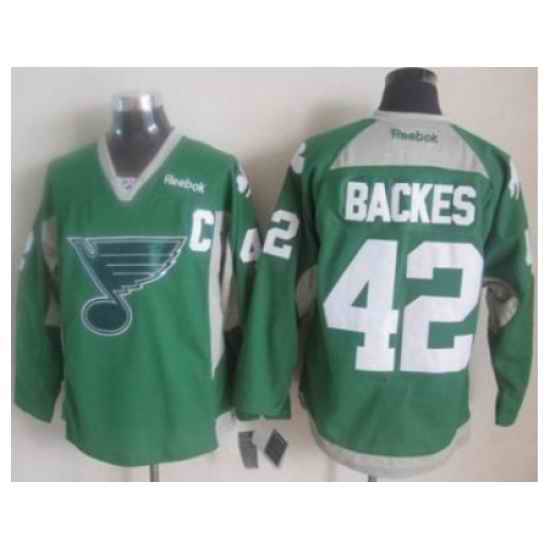 St.Louis Blues #42 David Backes Green Practice Stitched NHL Jersey