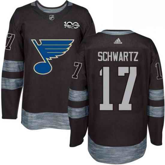 Mens Adidas St Louis Blues #17 Jaden Schwartz Authentic Black 1917 2017 100th Anniversary NHL Jersey