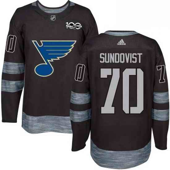 Mens Adidas St Louis Blues #70 Oskar Sundqvist Authentic Black 1917 2017 100th Anniversary NHL Jersey