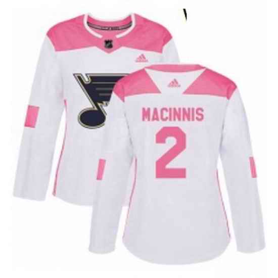 Womens Adidas St Louis Blues #2 Al Macinnis Authentic WhitePink Fashion NHL Jersey