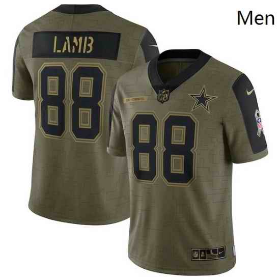 Men's Dallas Cowboys CeeDee Lamb Nike Olive 2021 Salute To Service Limited Player Jersey