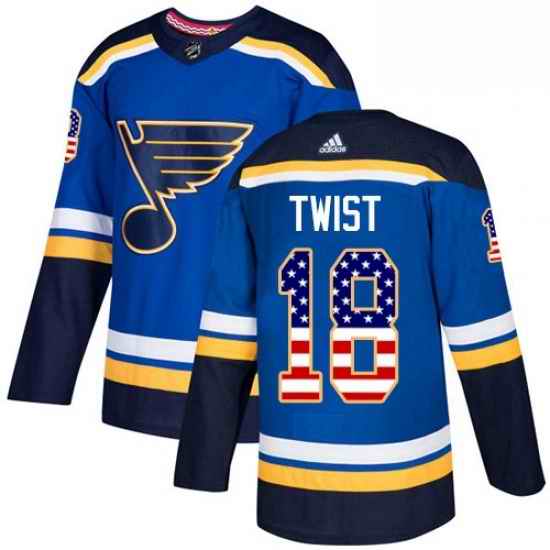 Mens Adidas St Louis Blues #18 Tony Twist Authentic Blue USA Flag Fashion NHL Jersey