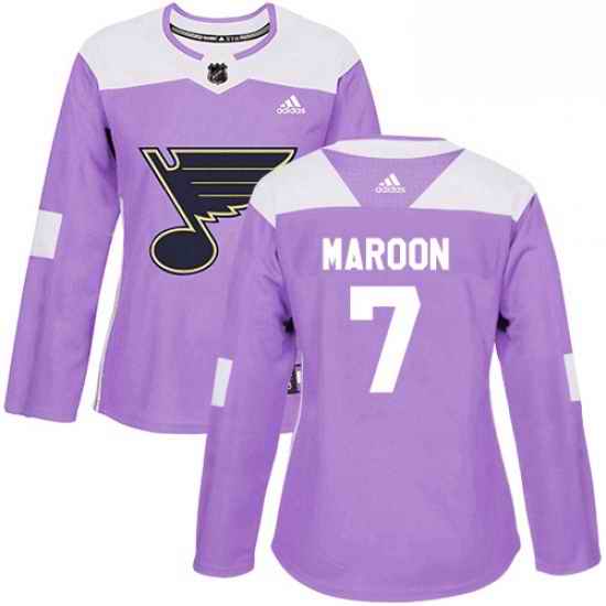 Womens Adidas St Louis Blues #7 Patrick Maroon Authentic Purple Fights Cancer Practice NHL Jersey