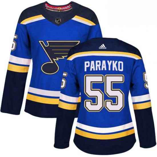 Womens Adidas St Louis Blues #55 Colton Parayko Authentic Royal Blue Home NHL Jersey