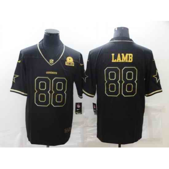 Men Dallas Cowboys #88 CeeDee Lamb Black Golden Edition Limited Stitched Jersey