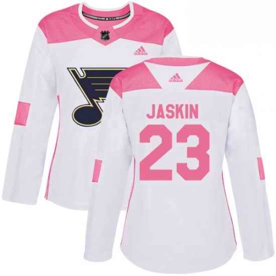 Womens Adidas St Louis Blues #23 Dmitrij Jaskin Authentic WhitePink Fashion NHL Jersey