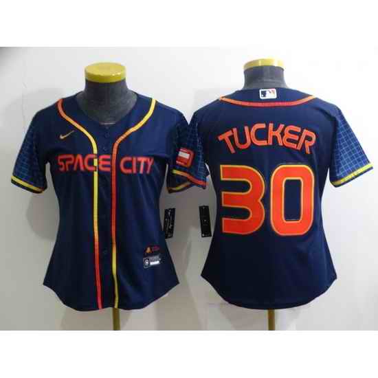 Women Houston Astros #30 Kyle Tucker 2022 Navy City Connect Stitched Jersey 28Run Small 2