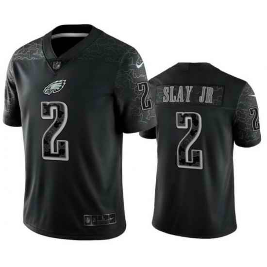 Men Philadelphia Eagles #2 Darius Slay Jr Black Reflective Limited Stitched Jersey