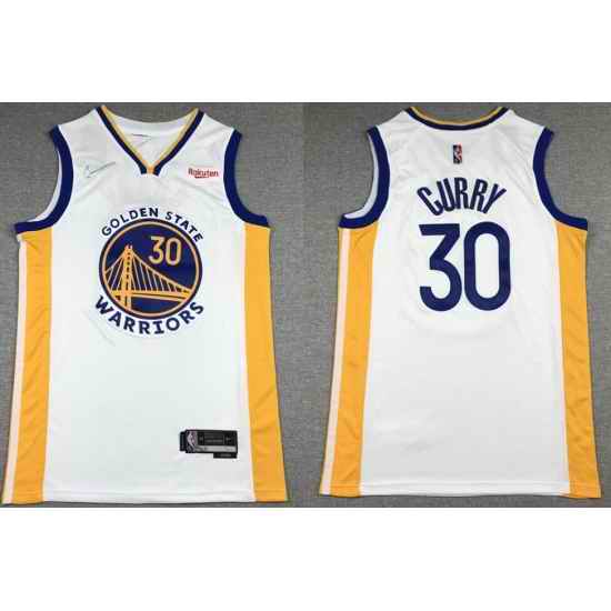 Men Golden State Warriors #30 Stephen Curry 75th Anniversary White Stitched Basketball Jersey