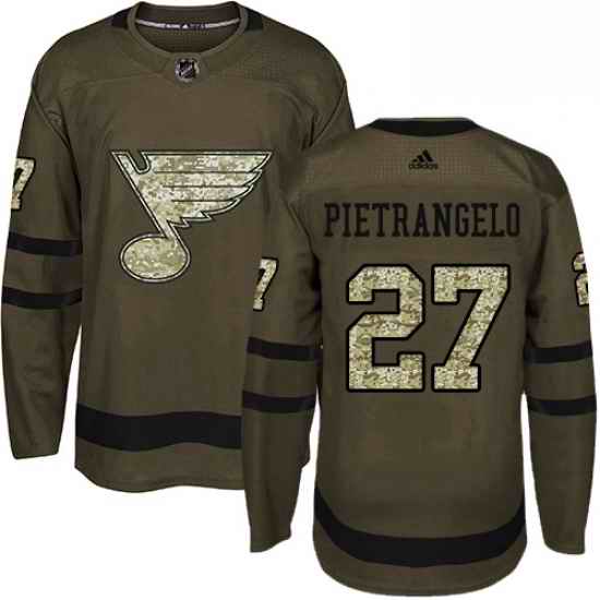 Mens Adidas St Louis Blues #27 Alex Pietrangelo Premier Green Salute to Service NHL Jersey