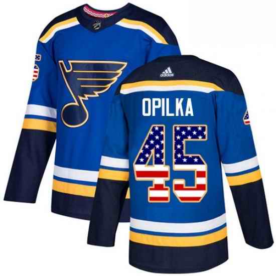 Mens Adidas St Louis Blues #45 Luke Opilka Authentic Blue USA Flag Fashion NHL Jersey