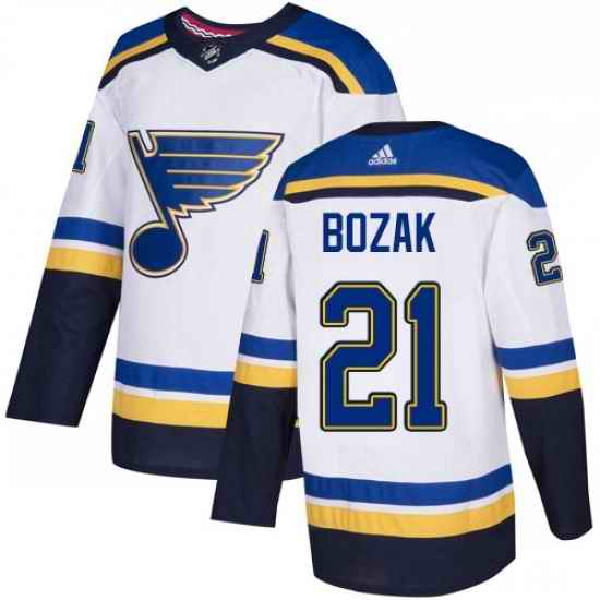 Mens Adidas St Louis Blues #21 Tyler Bozak Authentic White Away NHL Jersey