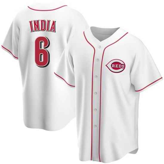 Men Cincinnati Reds #6 Jonathan India White Cool Base Stitched Jersey