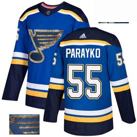 Mens Adidas St Louis Blues #55 Colton Parayko Authentic Royal Blue Fashion Gold NHL Jersey