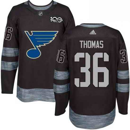 Mens Adidas St Louis Blues #36 Robert Thomas Authentic Black 1917 2017 100th Anniversary NHL Jersey