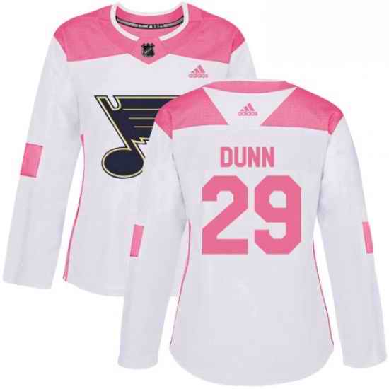 Womens Adidas St Louis Blues #29 Vince Dunn Authentic WhitePink Fashion NHL Jersey