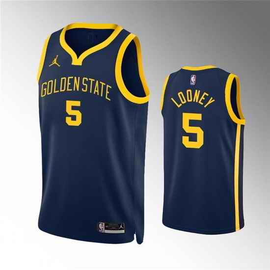 Men Golden State Warriors #5 Kevon Looney Navy Statement EditionStitched Jersey