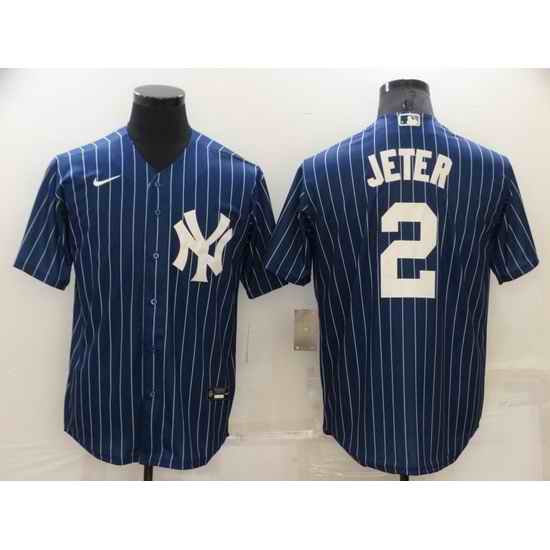 Men New York Yankees #2 Derek Jeter Navy Cool Base MLB Jersey